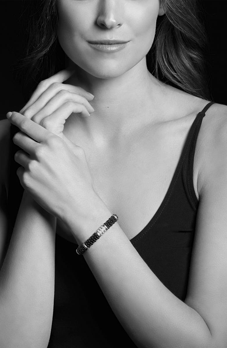 LAGOS Black Caviar Diamond Link Bracelet, Alternate, color, Black