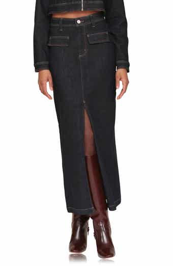 Avec Les Filles Slit Denim Maxi Skirt