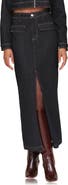 Avec Les Filles Slit Denim Maxi Skirt