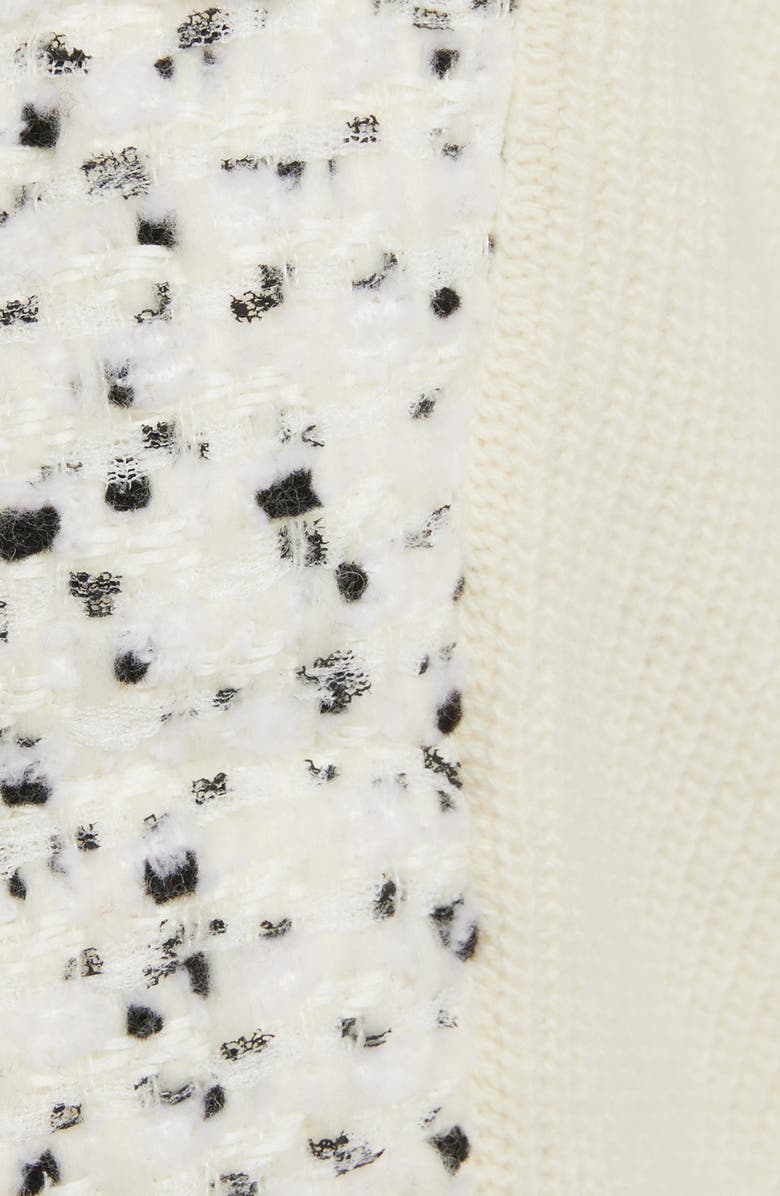 Moncler Quilted Bouclé & Knit Letterman Cardigan, Alternate, color,