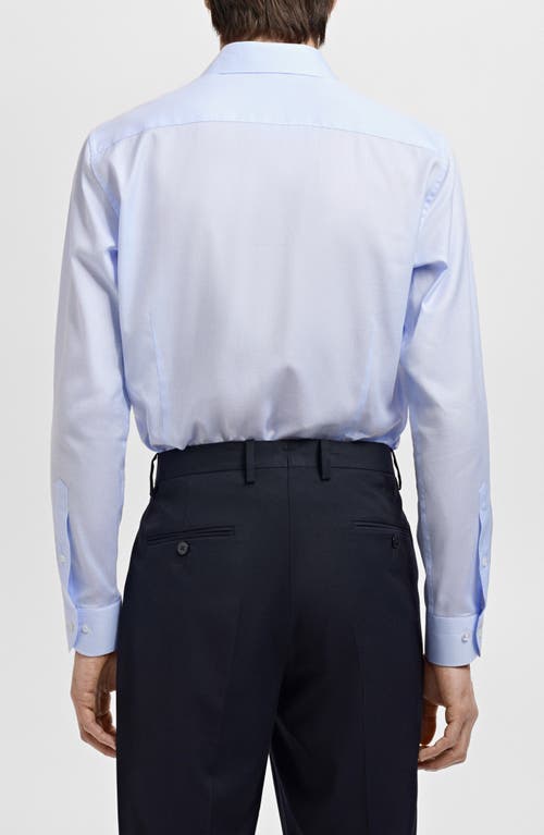 Mango Thousand Stripe Slim Fit Button Down Shirt In Blue