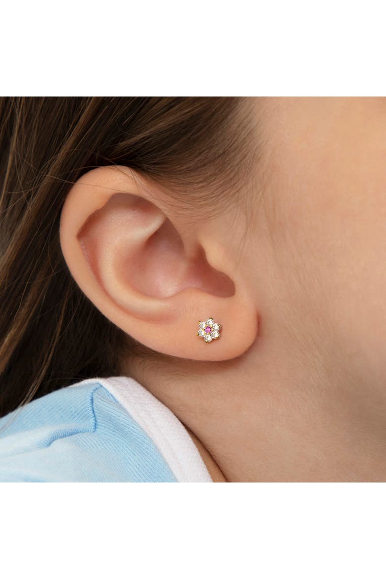 Flower Cubic Zirconia Earrings, Alternate, color, Pink