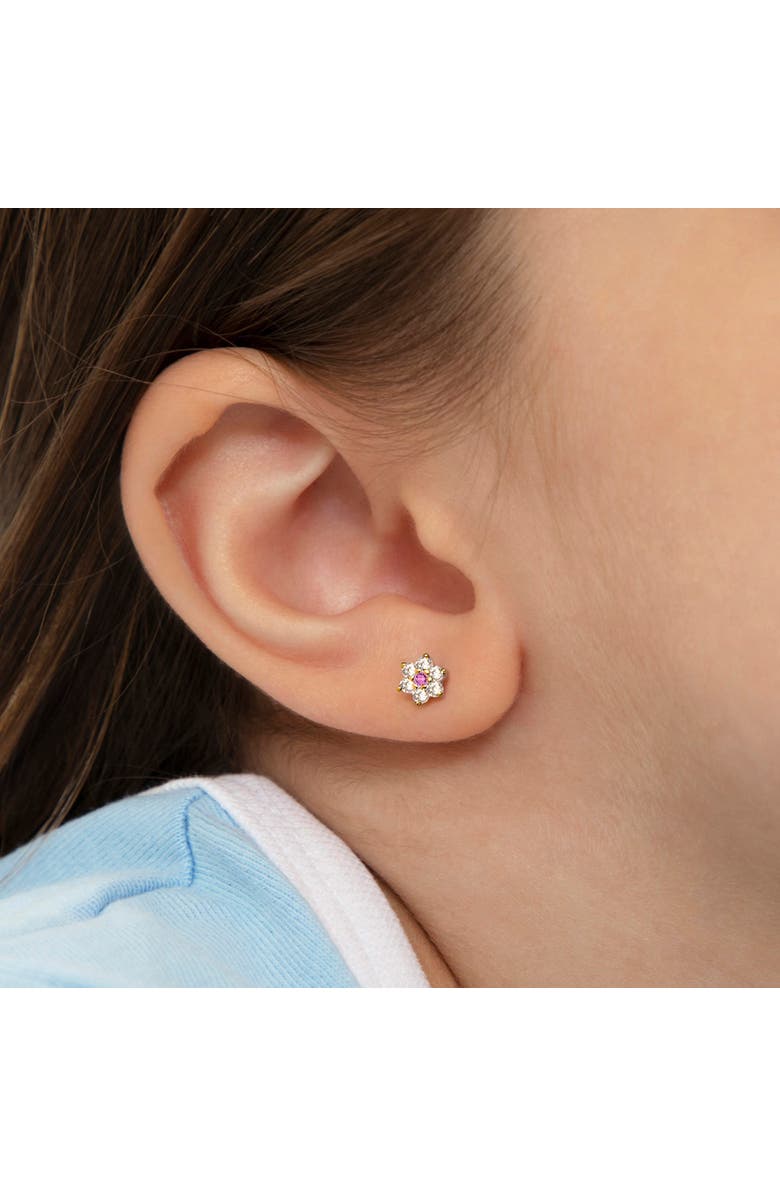 In Season Jewelry Flower Cubic Zirconia Earrings, Alternate, color, Pink