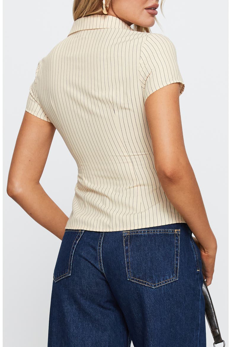 Lift Off Pinstripe Button-Up Shirt, Alternate, color, CREAM / NAVY STRIPE