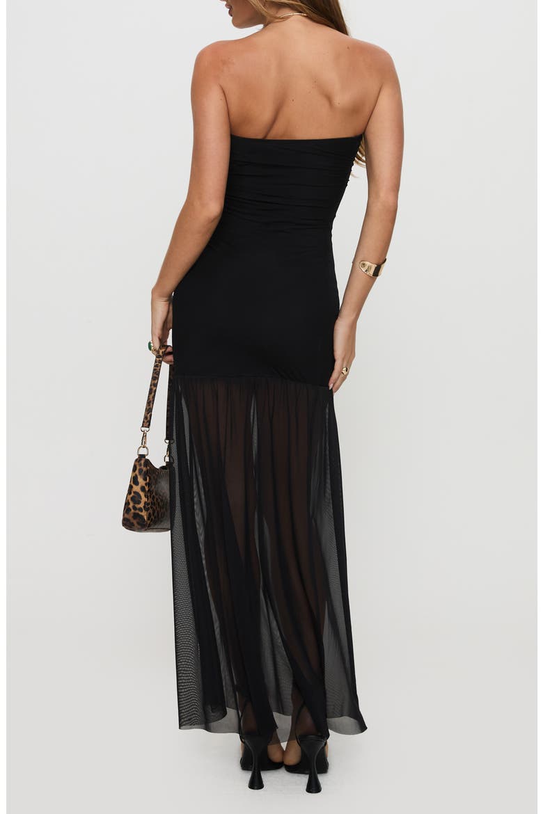 Decadent Strapless Mesh Maxi Dress, Alternate, color, BLACK
