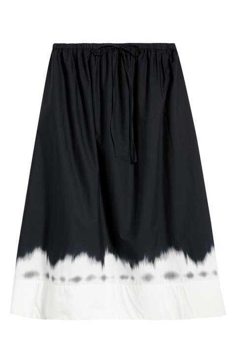 Drawstring Waist Cotton Maxi Skirt (Plus)