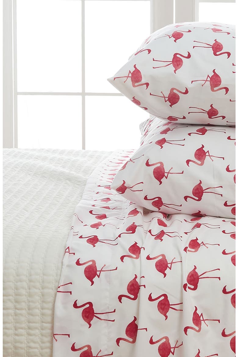 Coastal Microfiber Sheet Set, Alternate, color, FLAMINGO
