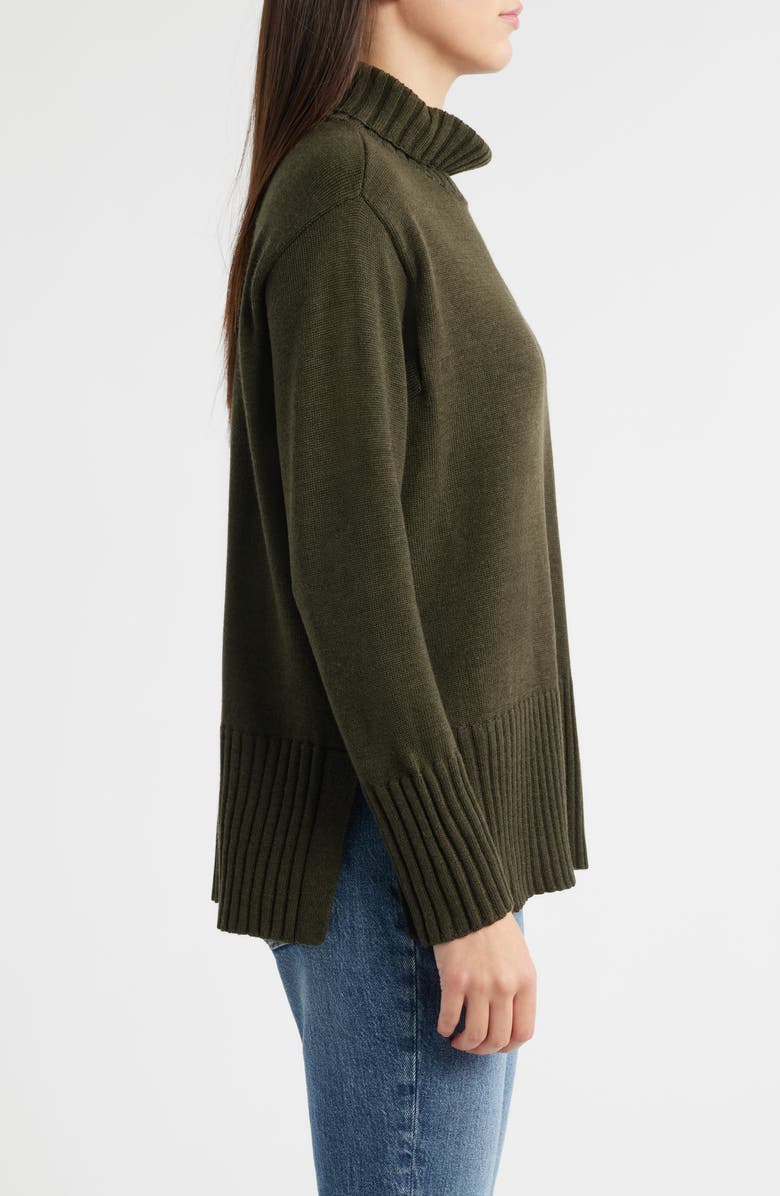 Eileen Fisher Turtleneck Merino Wool Sweater, Alternate, color, Woodland