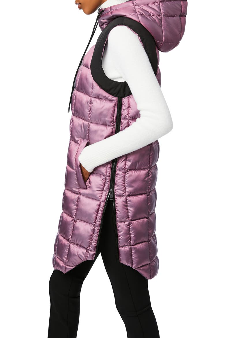 Box Quilt Long Hooded Vest, Alternate, color, MAUVE ORCHID