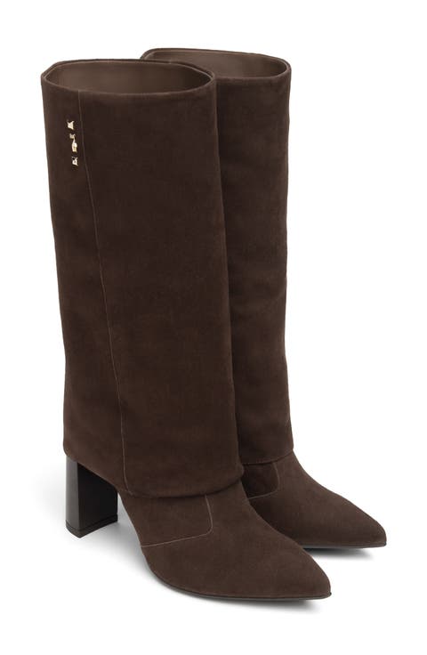 Pointed Toe Cuff Leather Boot