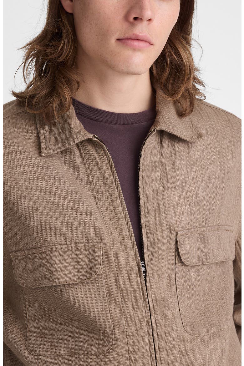 Herringbone Zip Front Cotton & Linen Jacket, Alternate, color, OLIVE
