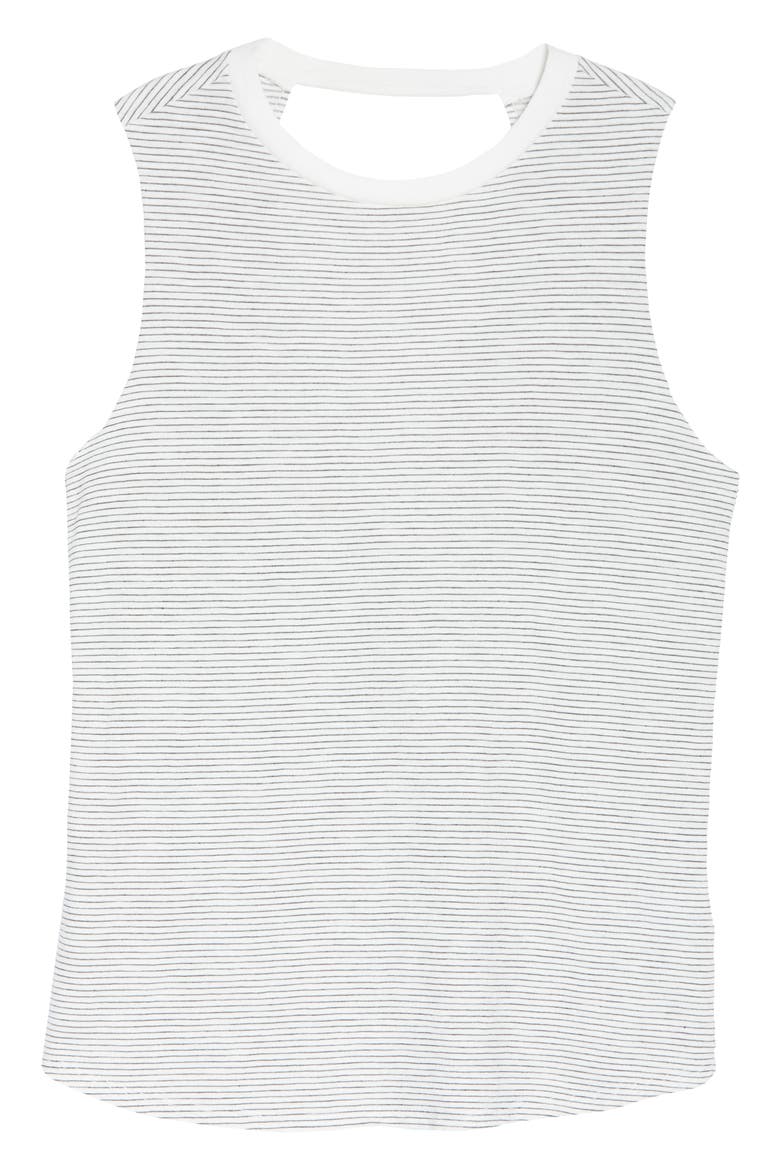 Stripe Open Back Tank Top, Alternate, color, WHITE BLANC