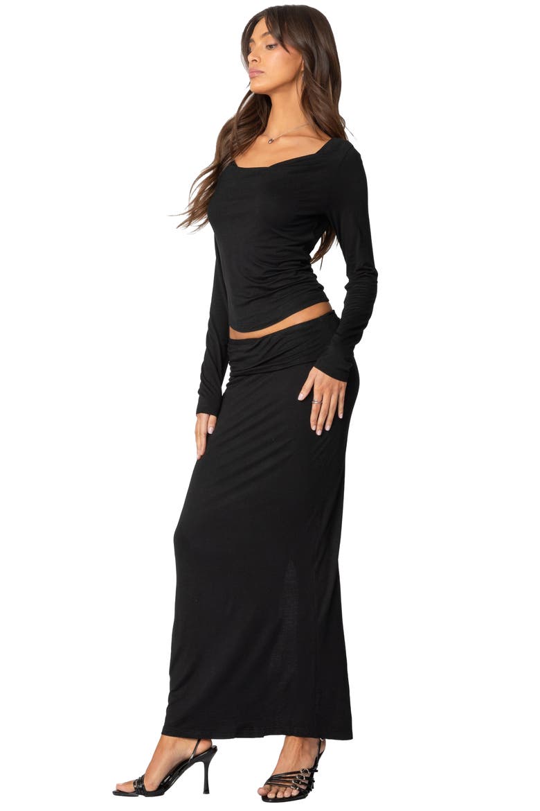 Johanna Foldover Maxi Skirt, Alternate, color, BLACK