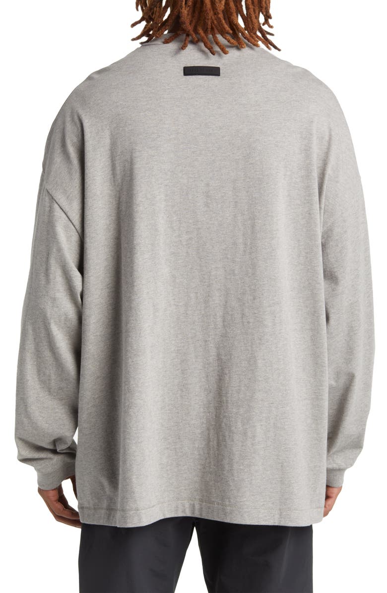 Fear of God Essentials Logo Heathered Long Sleeve Cotton T-Shirt, Alternate, color, 
