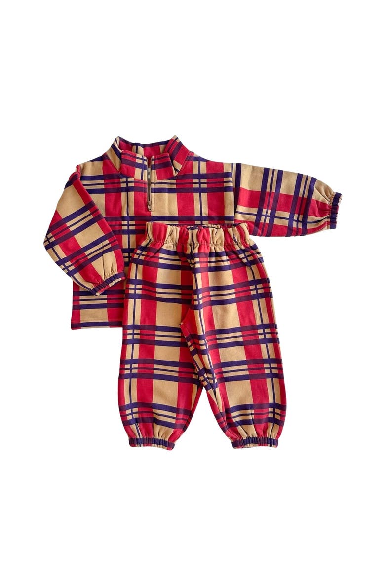 Brooks Quarter-Zip Set, Main, color, Mars Red Plaid