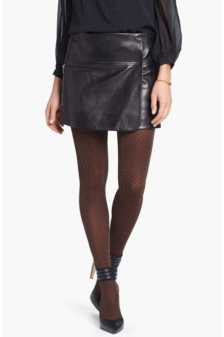 'Shimmer Herringbone' Tights, Main, color, CINNAMON