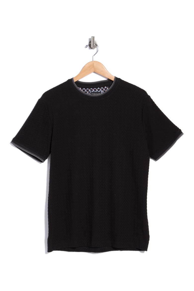 Textured Tipped Crewneck T-Shirt, Main, color, BLACK