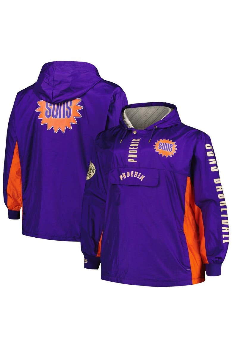 Men's Mitchell & Ness Purple Phoenix Suns Big & Tall Hardwood Classics Team OG 2.0 Anorak Hoodie Quarter-Zip Windbreaker Jacket, Main, color, Purple