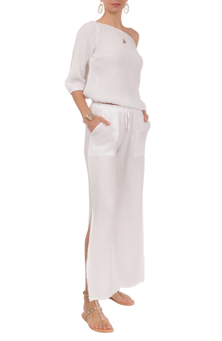 Everyday Ritual Riley Gauze Split Hem Pants, Alternate, color, White
