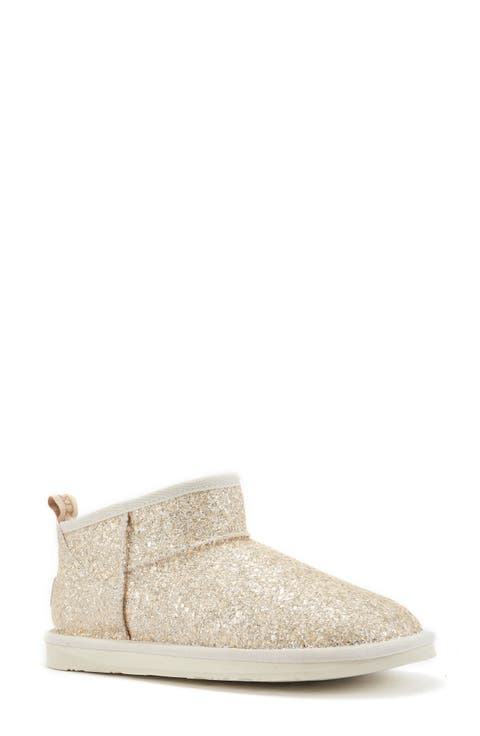 Cosy Genuine Shearling Glitter Ultra Short Bootie (Women)