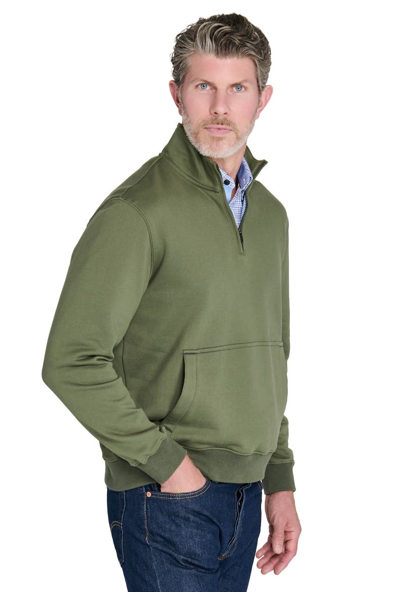 Slim Fit Windsor Brushed Fleece Quarter Zip Pullover, Alternate, color, OLIVE