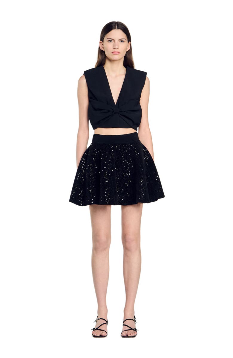SANDRO Short sequinned skater skirt, Alternate, color, 