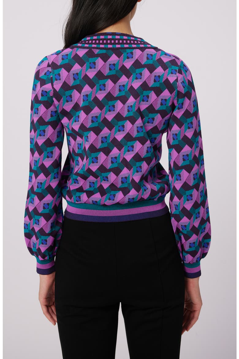 Bryant Geo Print Cardigan, Alternate, color, STAGE BOSS PINK