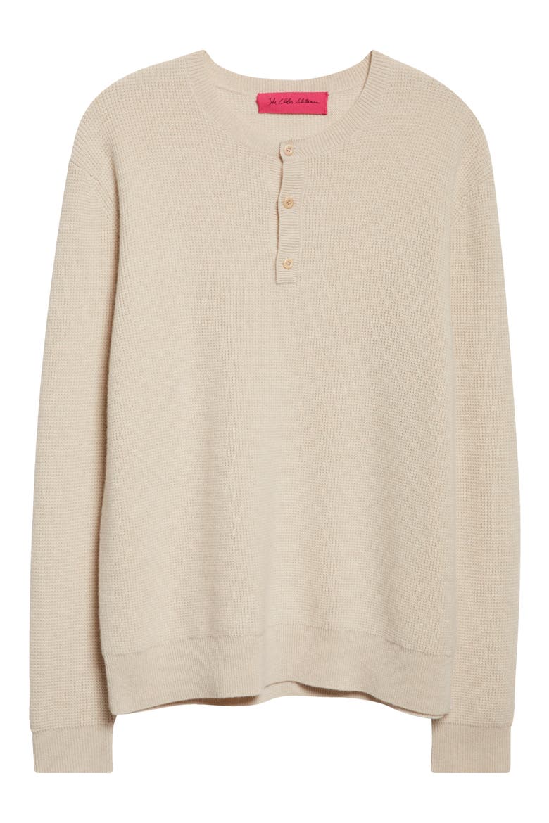 Cashmere Thermal Waffle Stitch Henley Sweater, Alternate, color, NATURAL