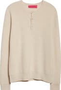 The Elder Statesman Cashmere Thermal Waffle Stitch Henley Sweater
