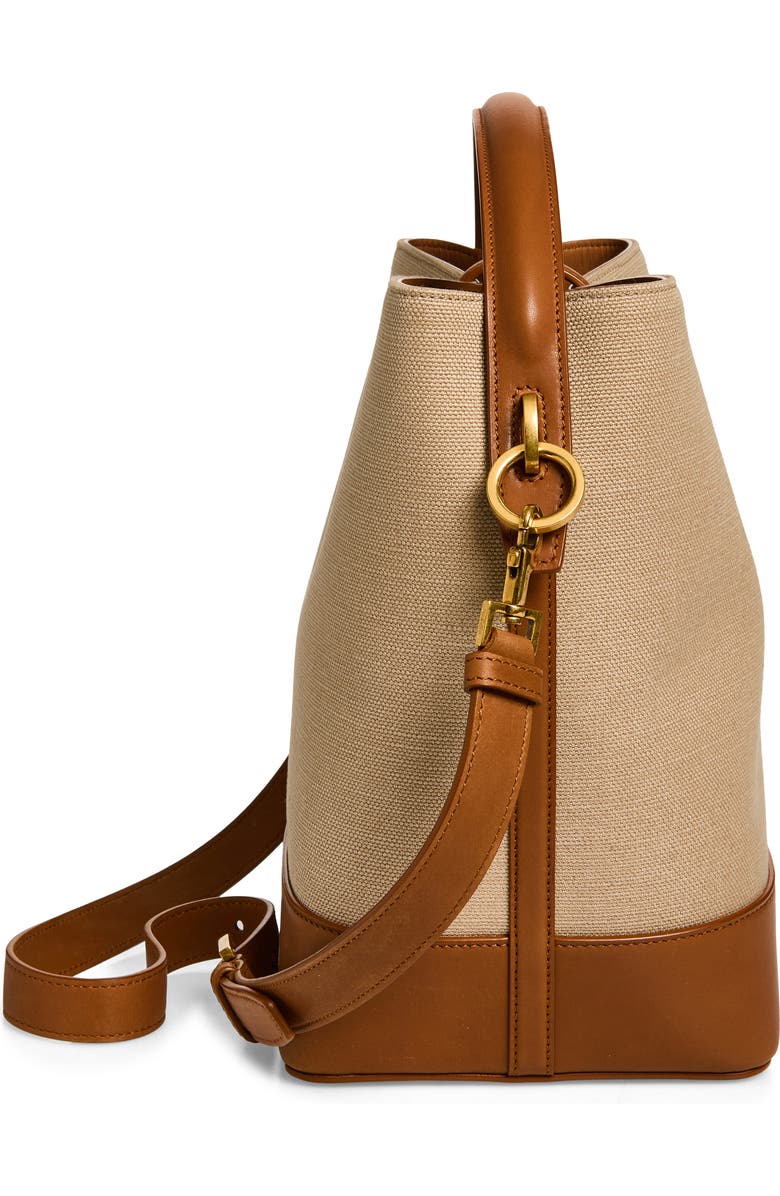 Saint Laurent Le 37 Canvas & Leather Bucket Bag, Alternate, color, Desert Dust/ Brick
