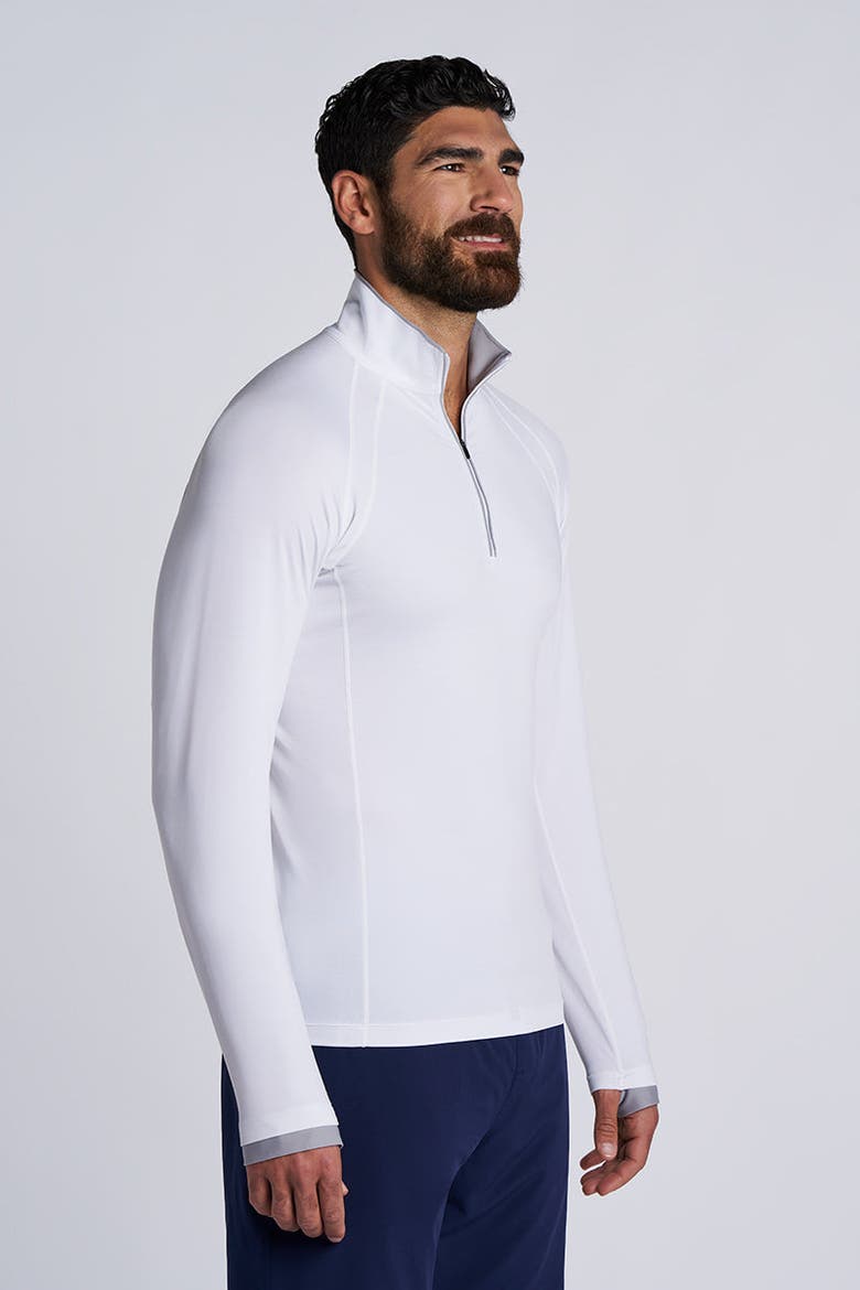 Men's Ultimate Half-Zip Rash Guard, UPF 50+ Sun Protection, Alternate, color, White Line Texture