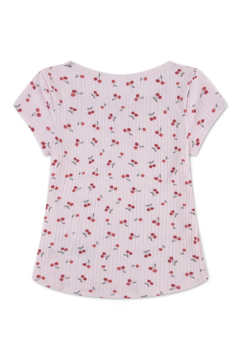 Kids' Pointelle Top, Alternate, color, CHERRY CLUSTER