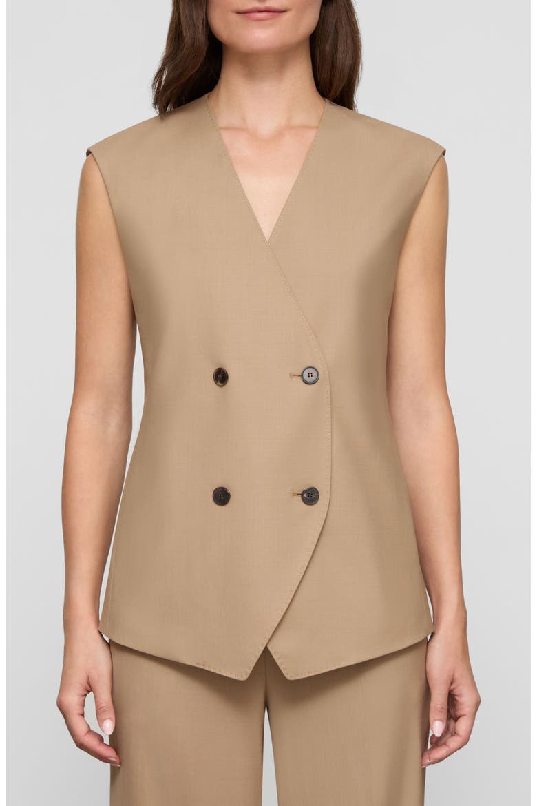 Tropical Wool Blend Double Breasted Vest, Main, color, BROWNSTONE