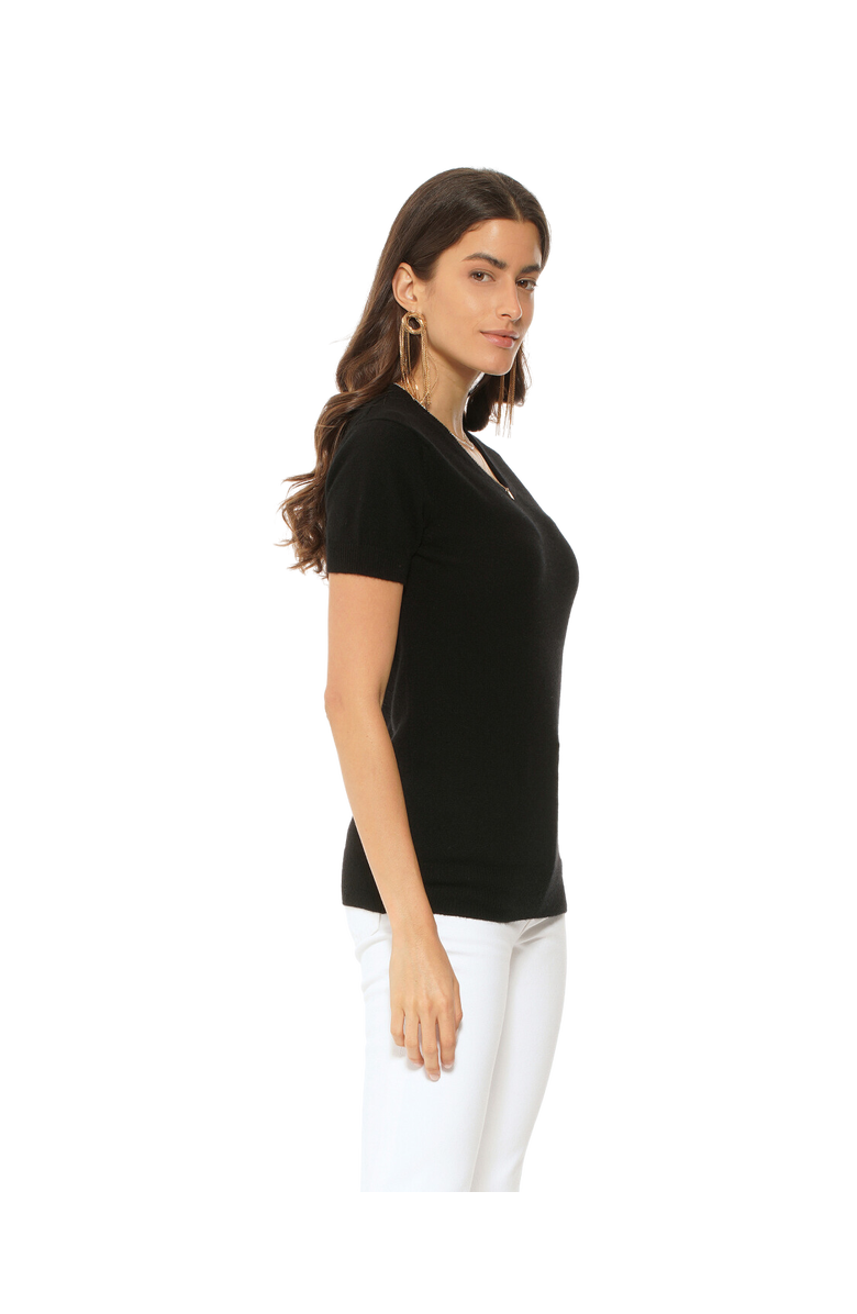 Monticelli Cashmere Pure Cashmere Featherlight Knit Tee, Alternate, color, Black