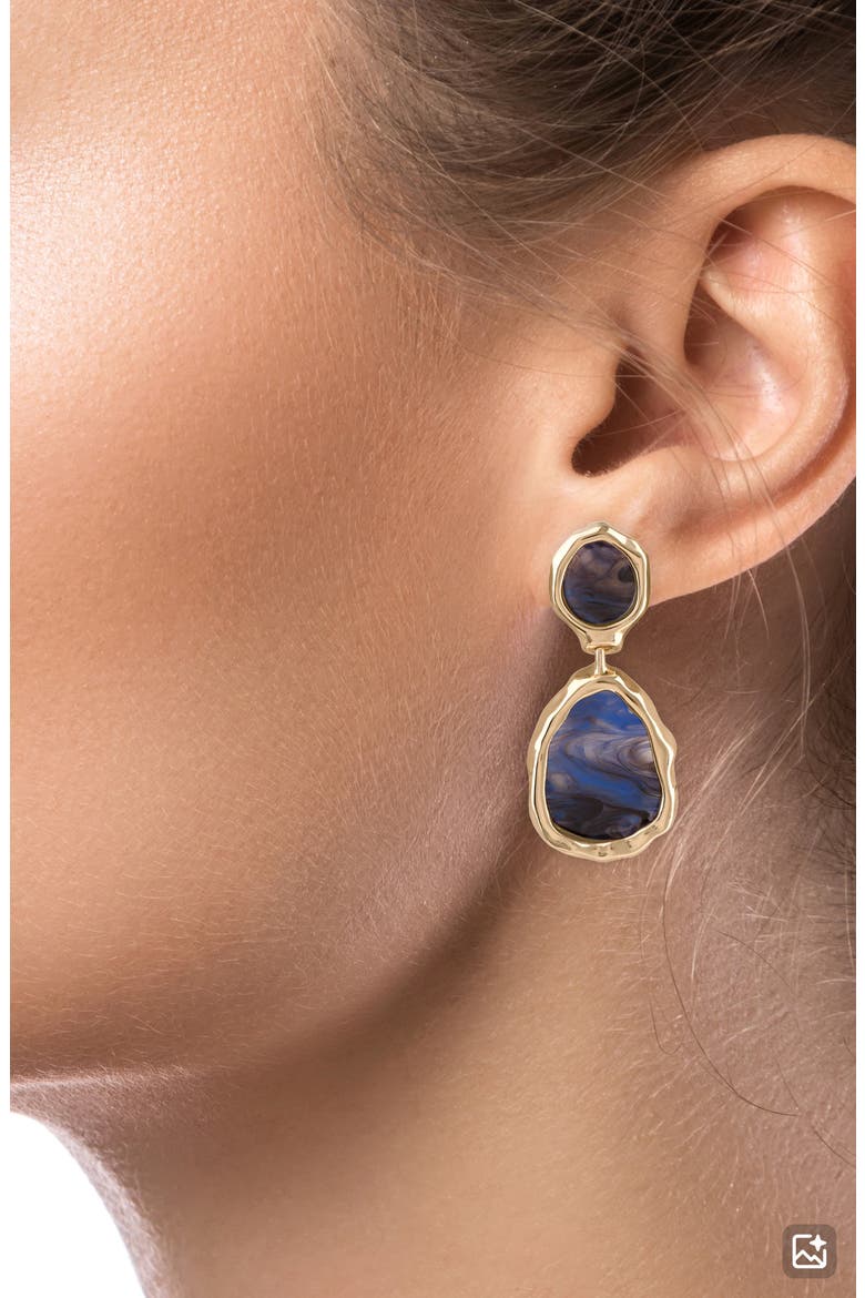 Resin Molten Drop Earrings (Nordstrom Exclusive), Alternate, color, BLACK/ GOLD