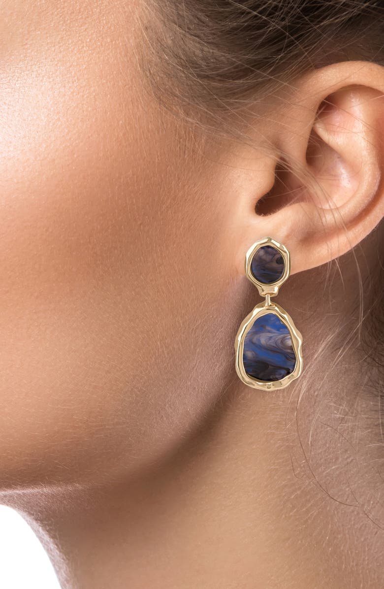 JARDIN Resin Molten Drop Earrings, Alternate, color, Black/ Gold