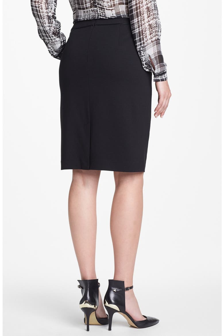 Faux Leather Trim Pencil Skirt (Nordstrom Exclusive), Alternate, color, RICH BLACK