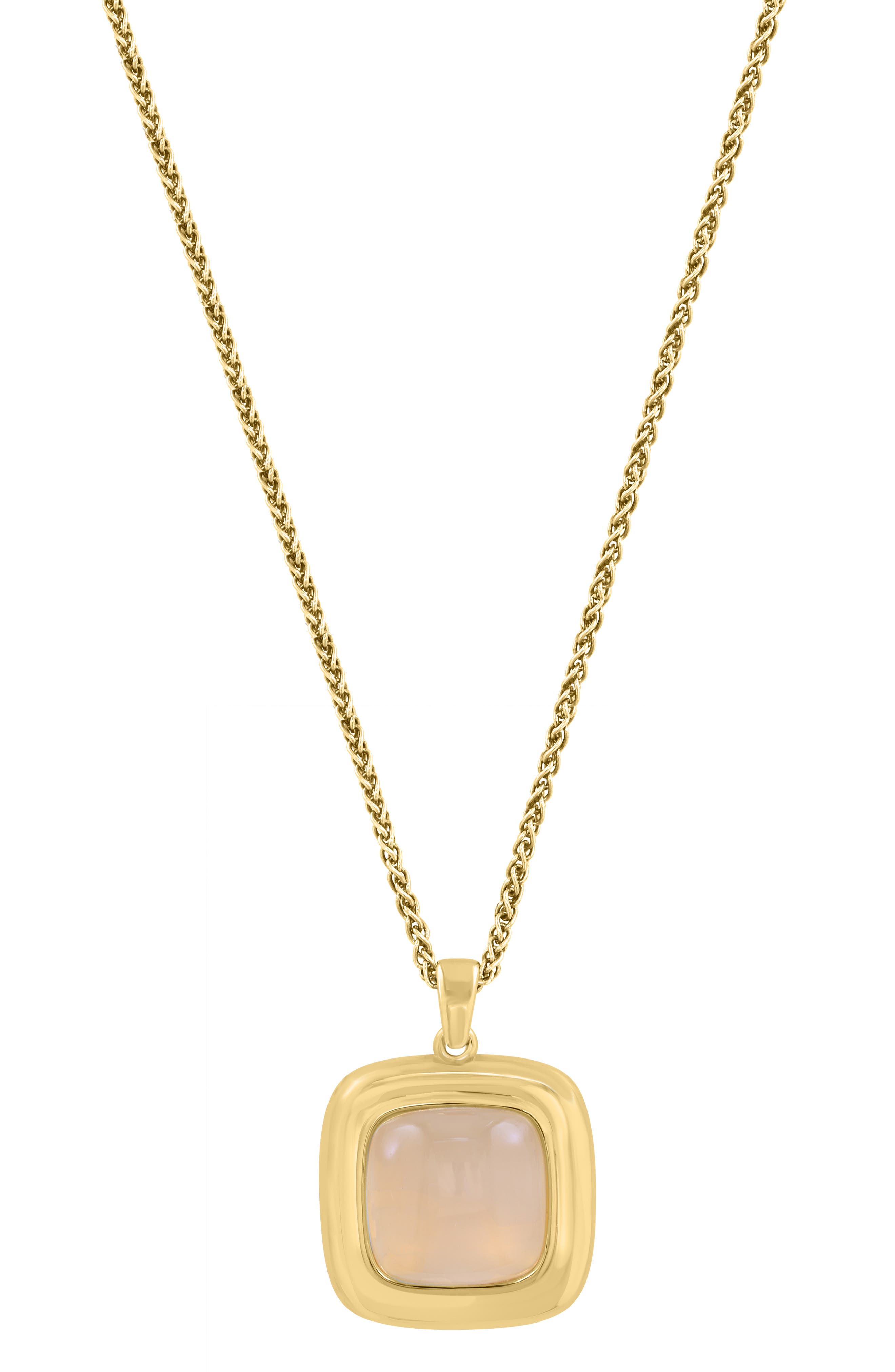 Gold Plated Sterling Silver Pink Quartz Pendant Necklace
