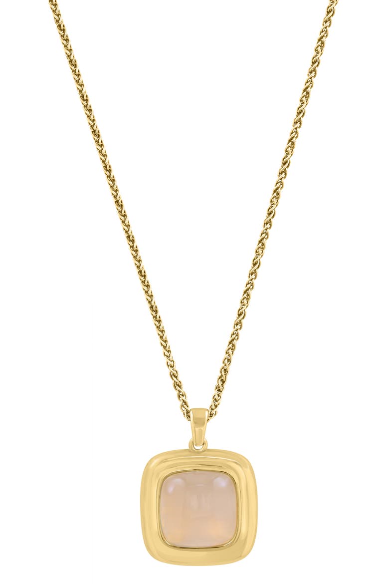 Gold Plated Sterling Silver Pink Quartz Pendant Necklace, Main, color, PINK