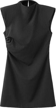 MANGO Cutout Pinstripe Minidress