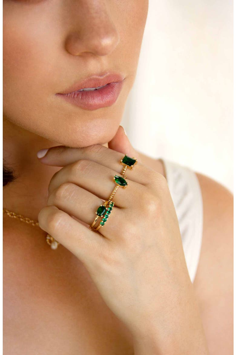 Set of 4 Cubic Zirconia Adjustable Rings, Alternate, color, GREEN