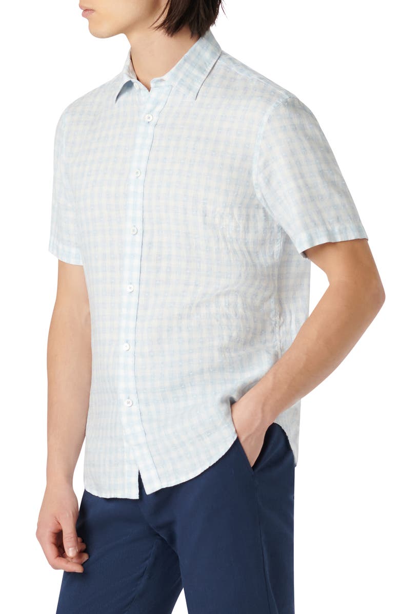 Bugatchi Orson Short Sleeve Linen Button-Up Shirt, Alternate, color, 