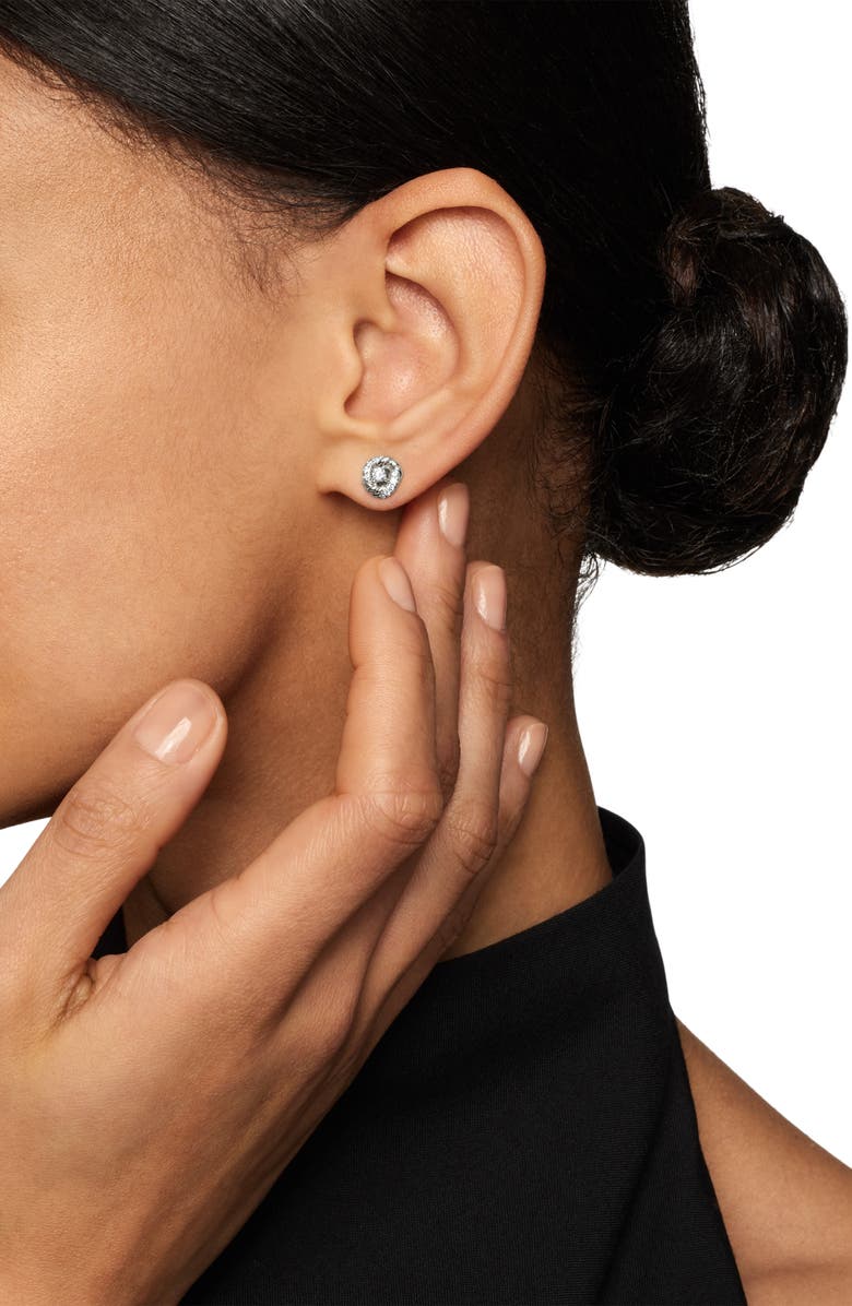 David Yurman Petite Infinity Stud Earrings with Diamonds in Sterling Silver, Alternate, color, Diamond/ Silver