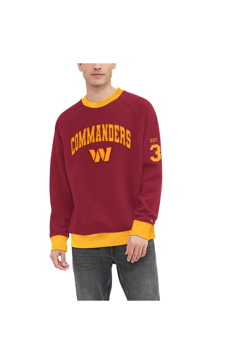 Tommy Hilfiger Men's Tommy Hilfiger Burgundy Washington Commanders Reese Raglan Tri-Blend Pullover Sweatshirt, Main, color, 