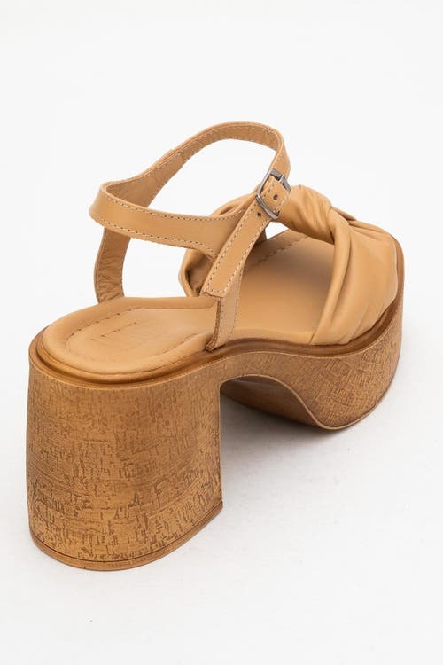 Forever & Always Shoes Tily Platform Wedge Leather Sandal In Brown