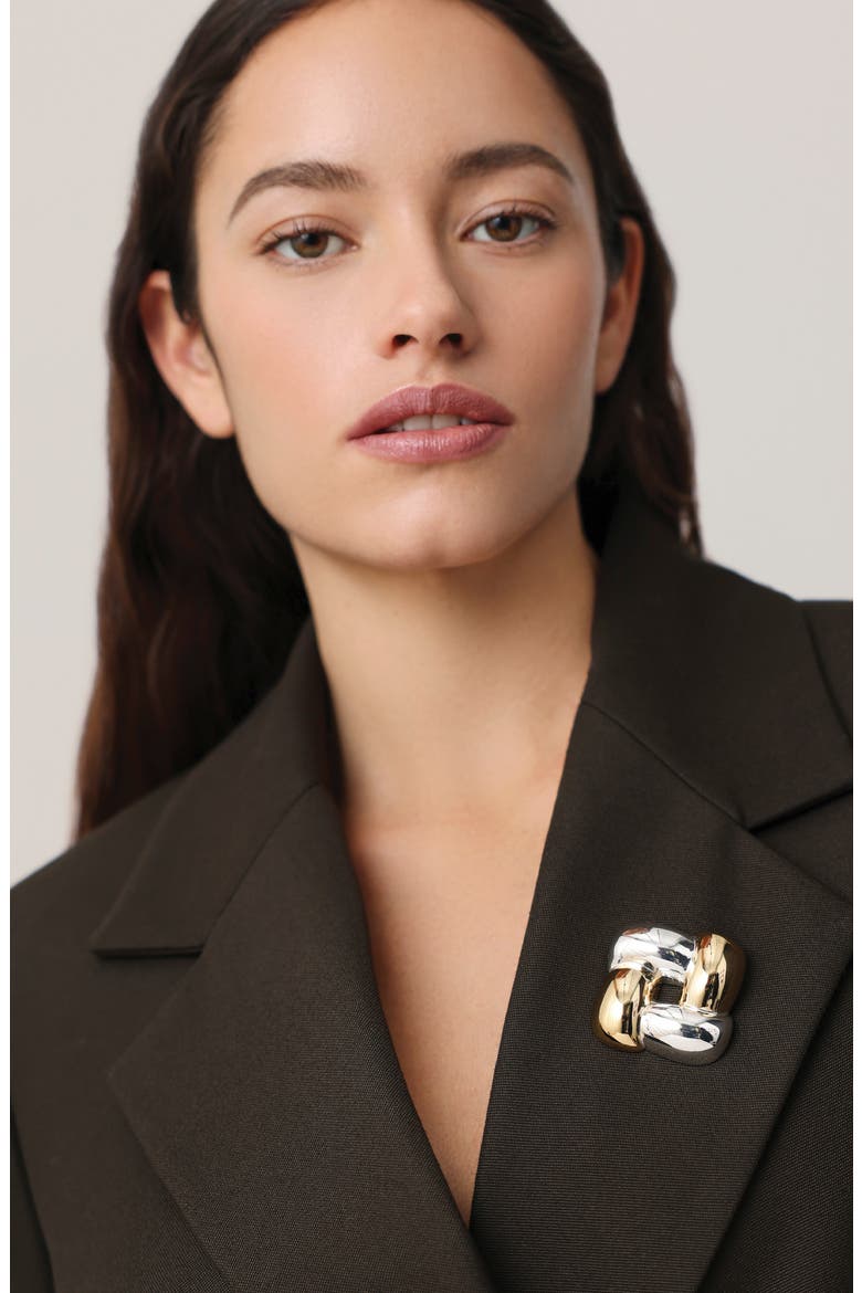 Woven Square Brooch, Alternate, color, TWO-TONE