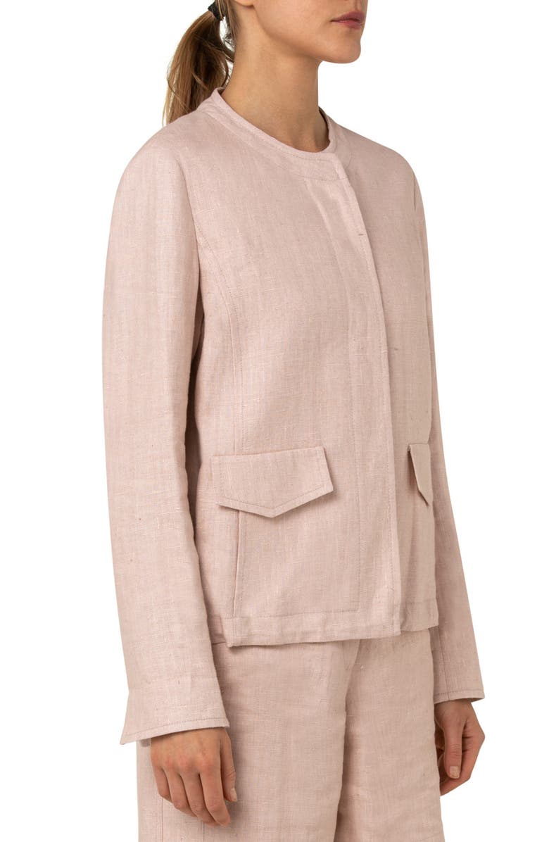 Akris punto Collarless Linen Jacket, Alternate, color,