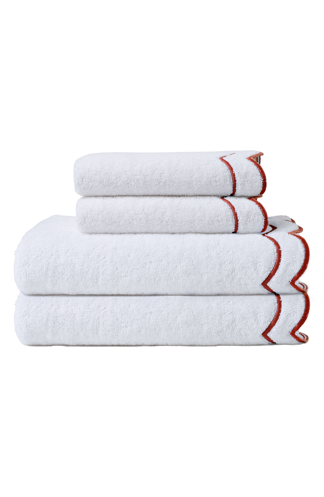 Peri Home Scallop 4-Piece Towel Set - Chili Red, 4 Piece Set