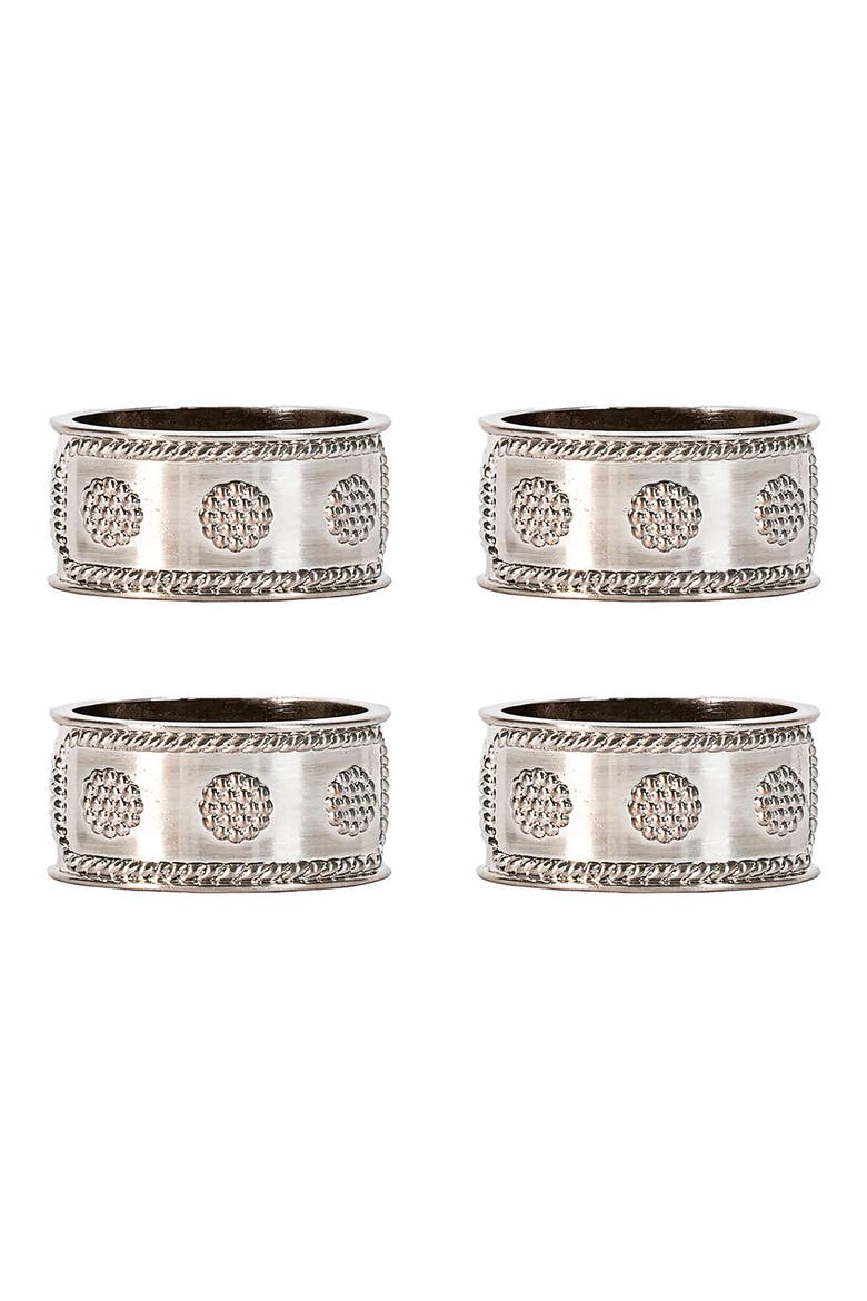 Berry & Thread Set of 4 Napkin Rings, Main, color, SILVER