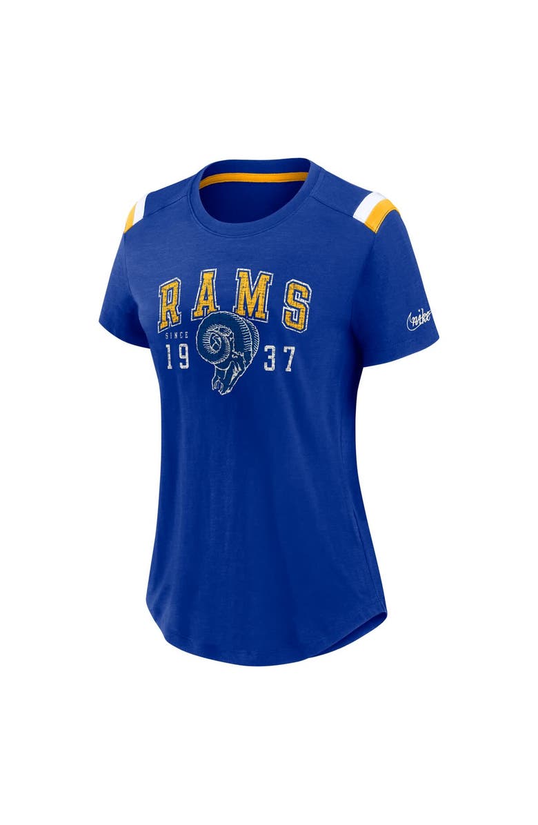 Nike Women's Nike  Heather Royal Los Angeles Rams Historic Slub Fashion T-Shirt, Alternate, color, Heather Royal